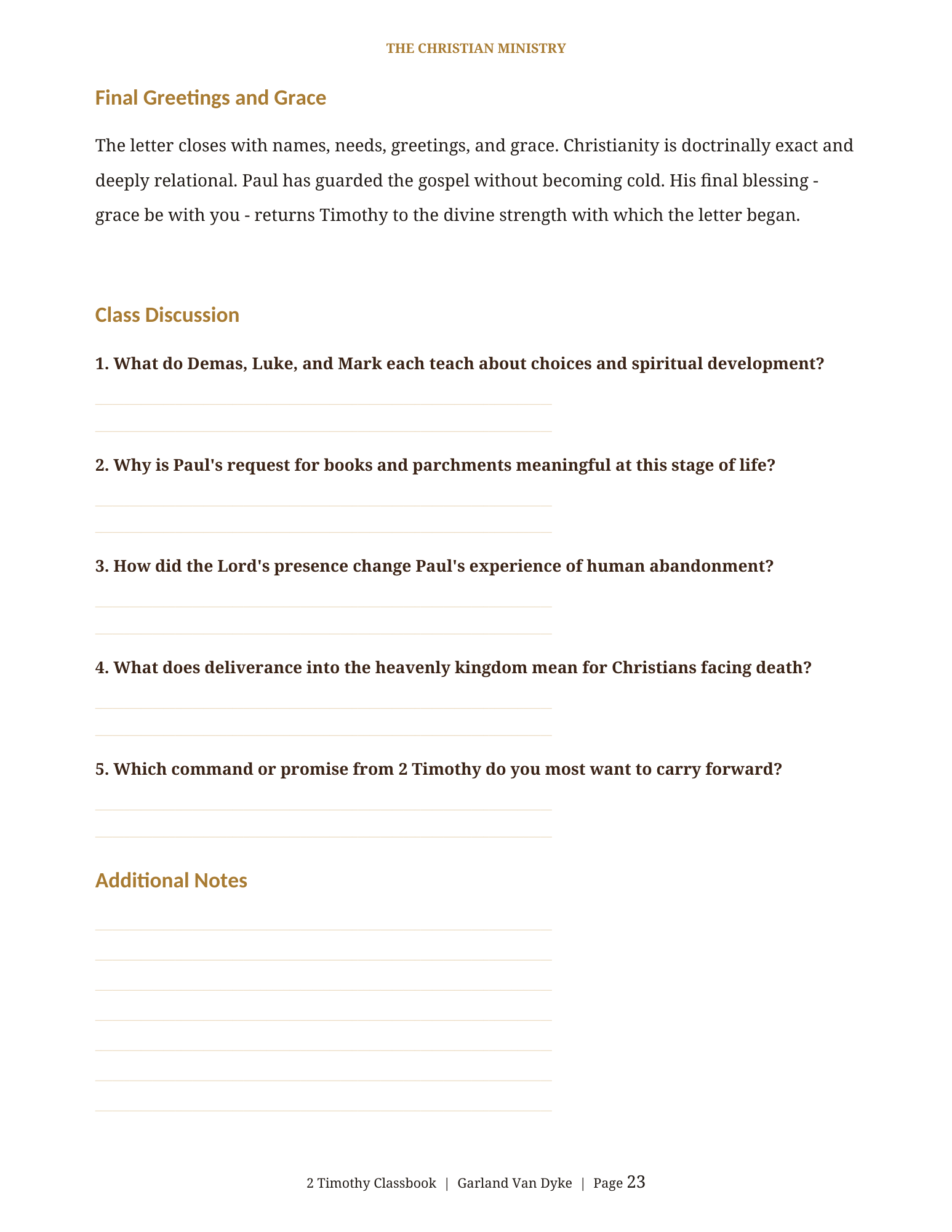 2 Timothy Bible class workbook page 24